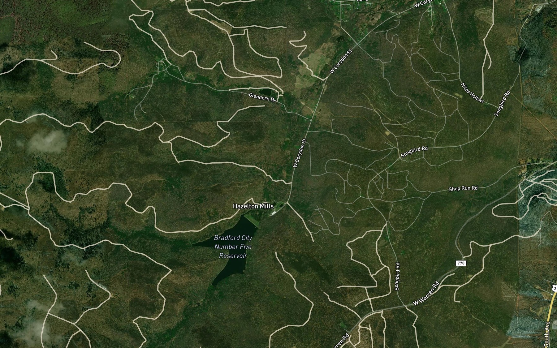 Satellite map of the South Penn Run