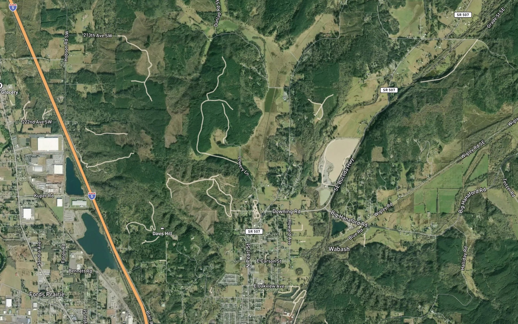 Satellite map of the Cupacoffee Creek