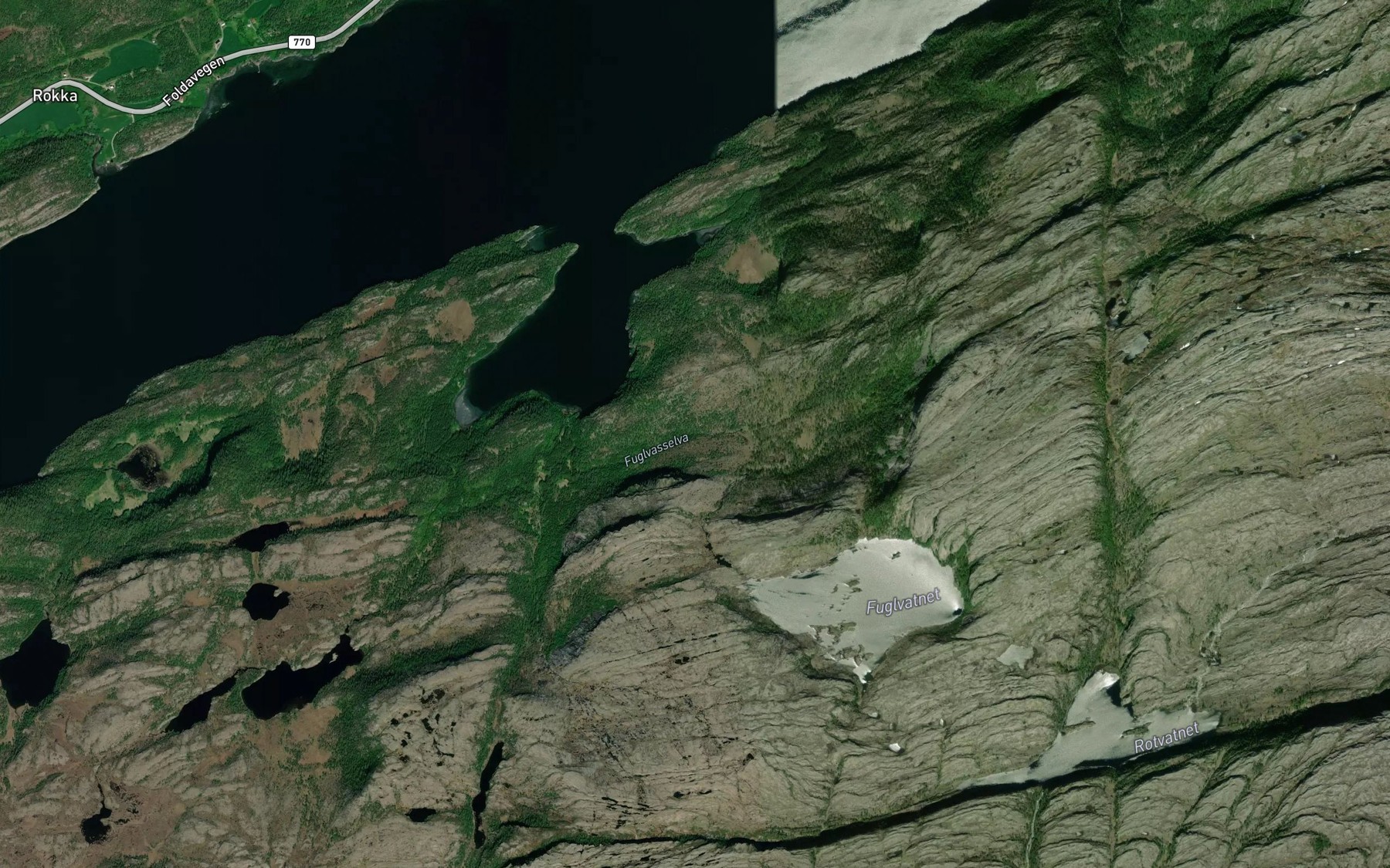 Satellite map of the Fuglvasselva
