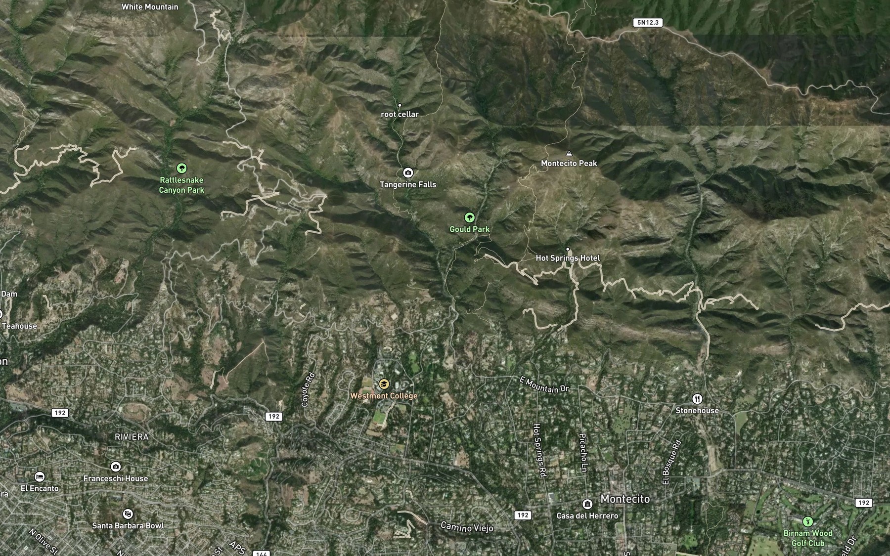 Satellite map of the Cold Springs Creek