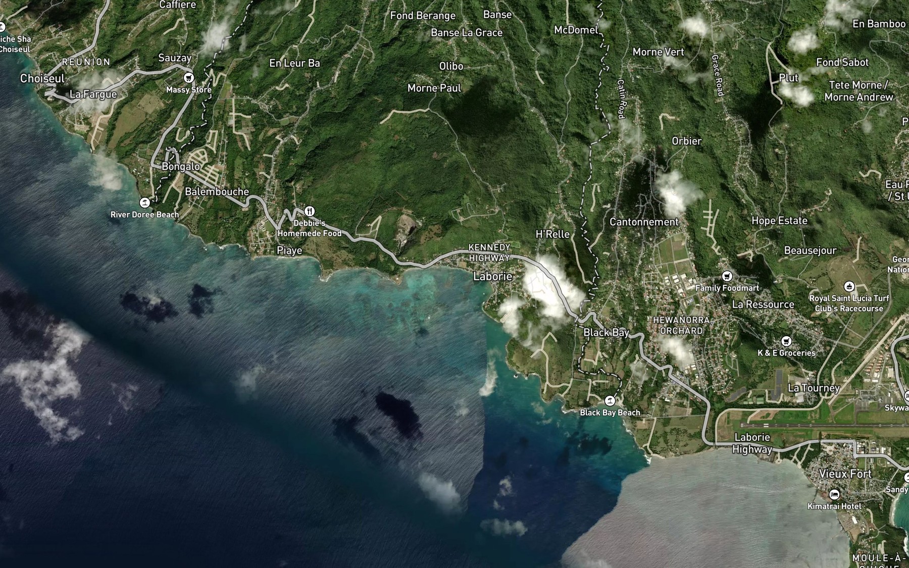 Satellite map of the Laborie Reefs