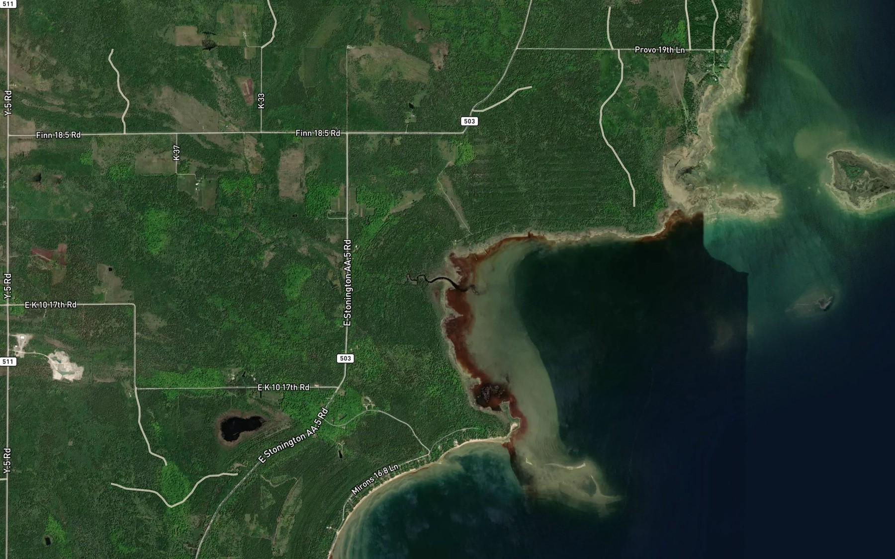 Satellite map of the Martin Creek