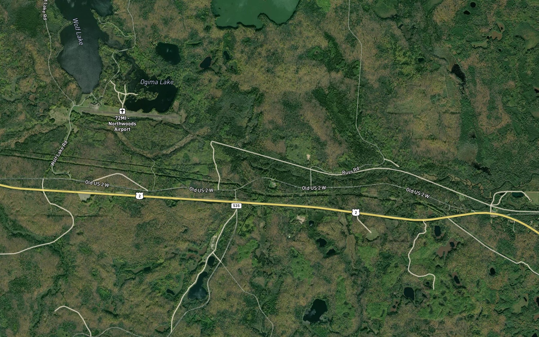 Satellite map of the Zigzag Creek