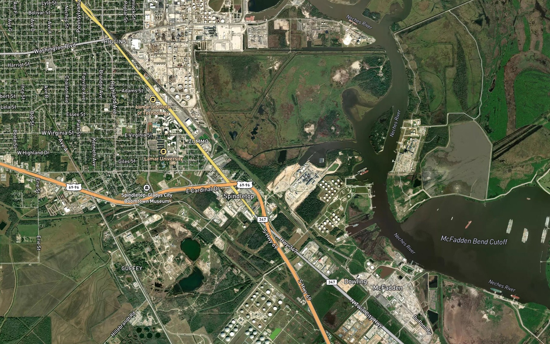 Satellite map of the Twin Lakes