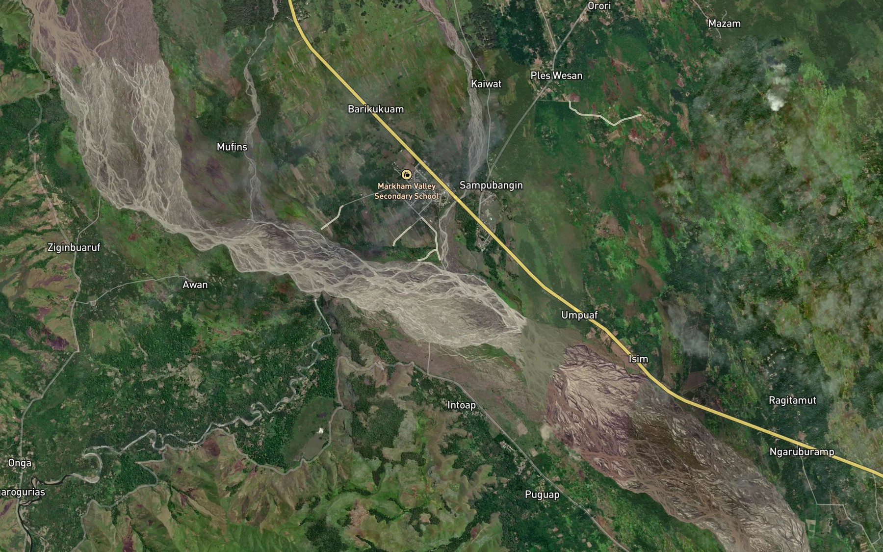Satellite map of the Maniang River