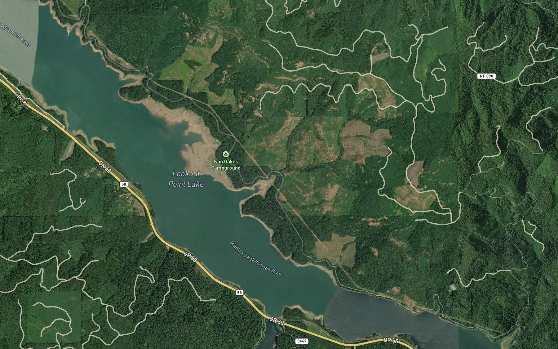 Satellite map of the Bannister Creek