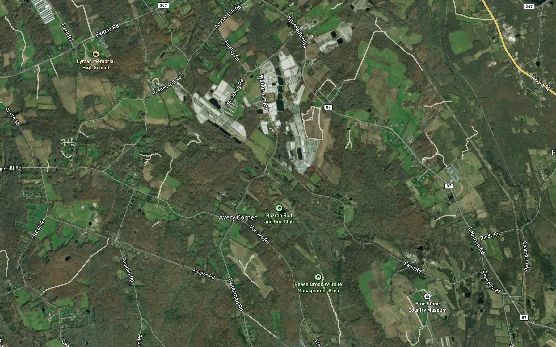 Satellite map of the Hoxie Brook