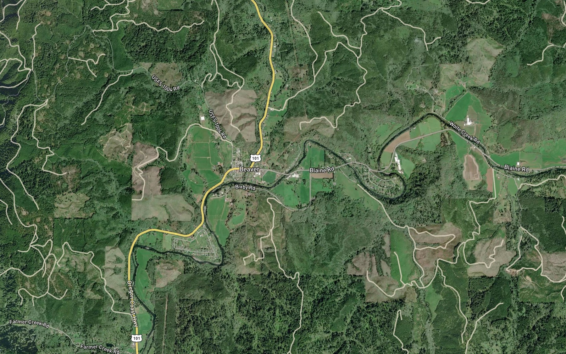 Satellite map of the Foland Creek