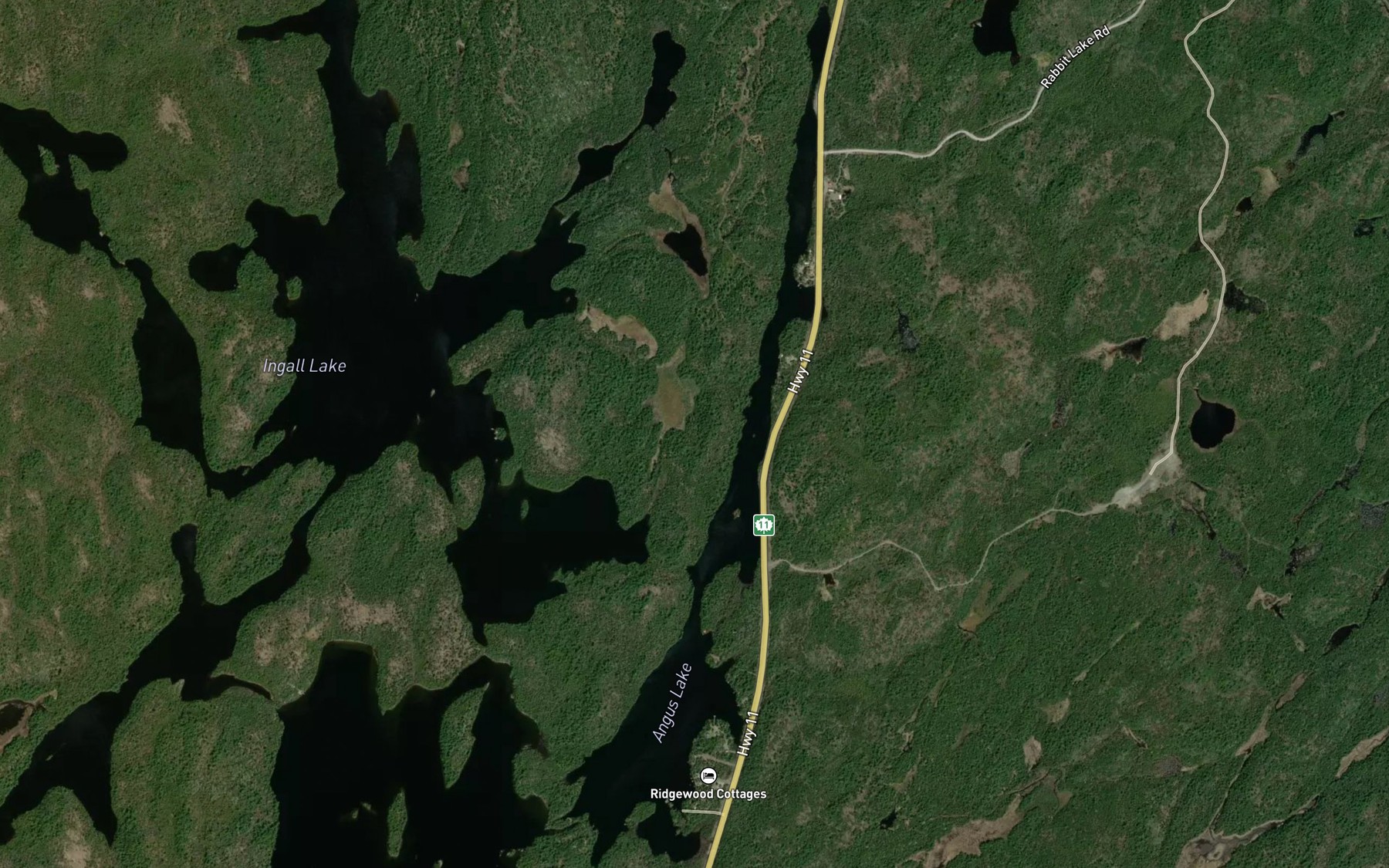 Satellite map of the Angus Lake