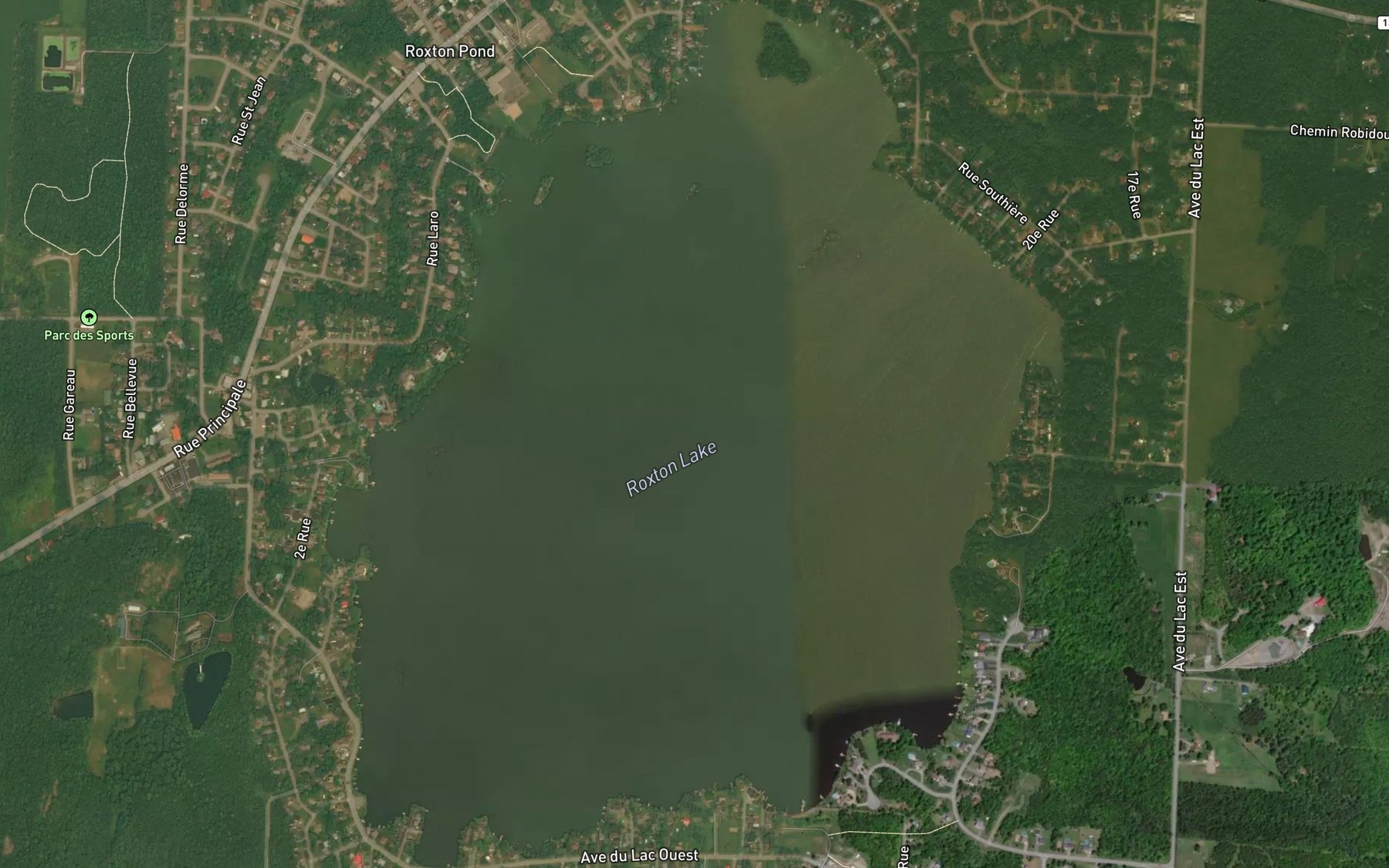 Satellite map of the Lac Roxton