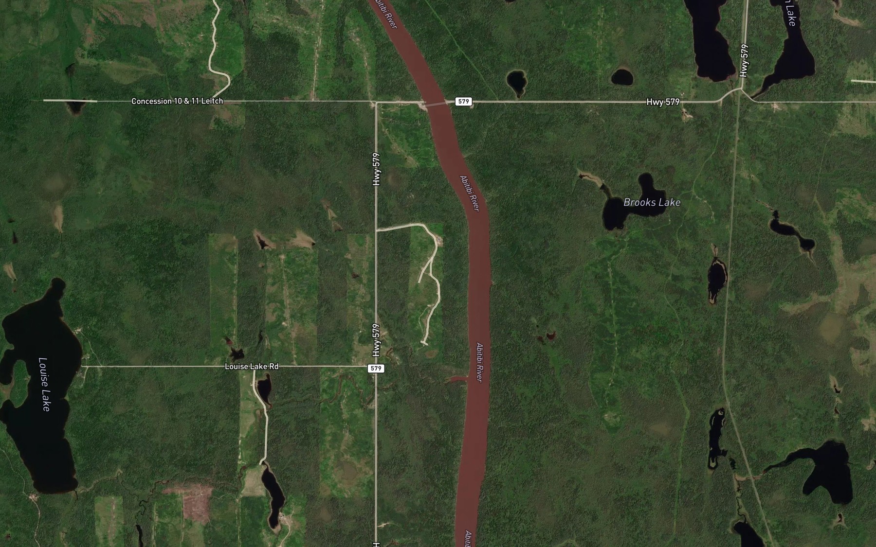 Satellite map of the Brooks Creek