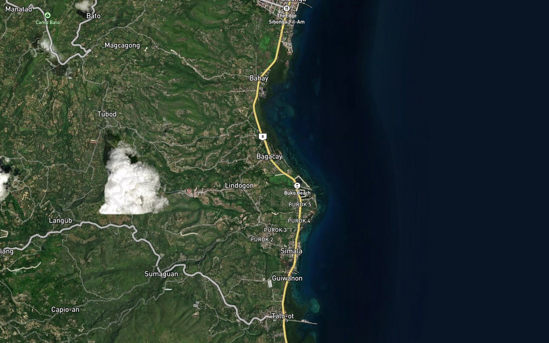 Satellite map of the Bagakay River