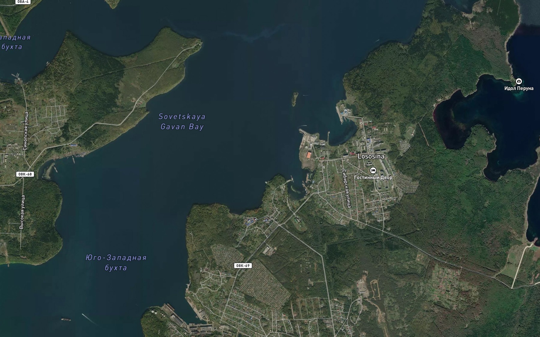 Satellite map of the Bukhta Mayachnaya
