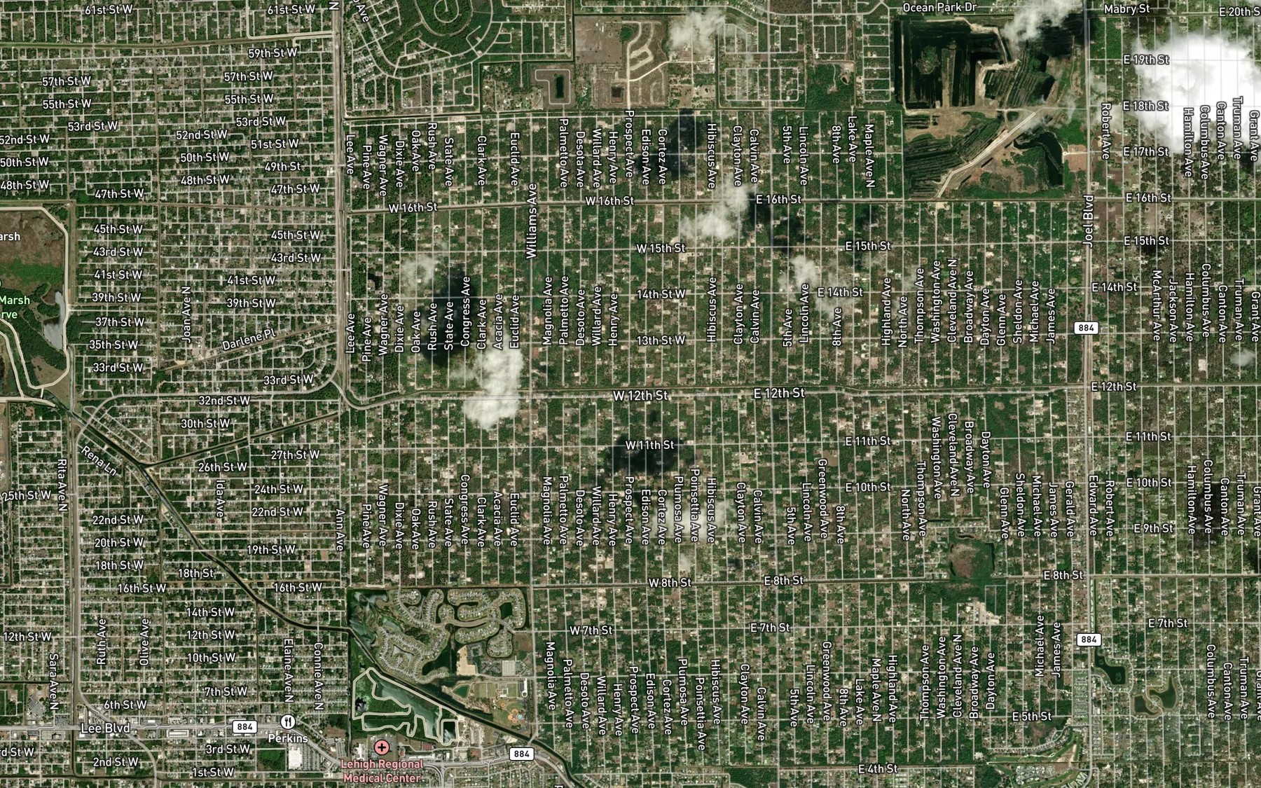 Satellite map of the West Baker Canal