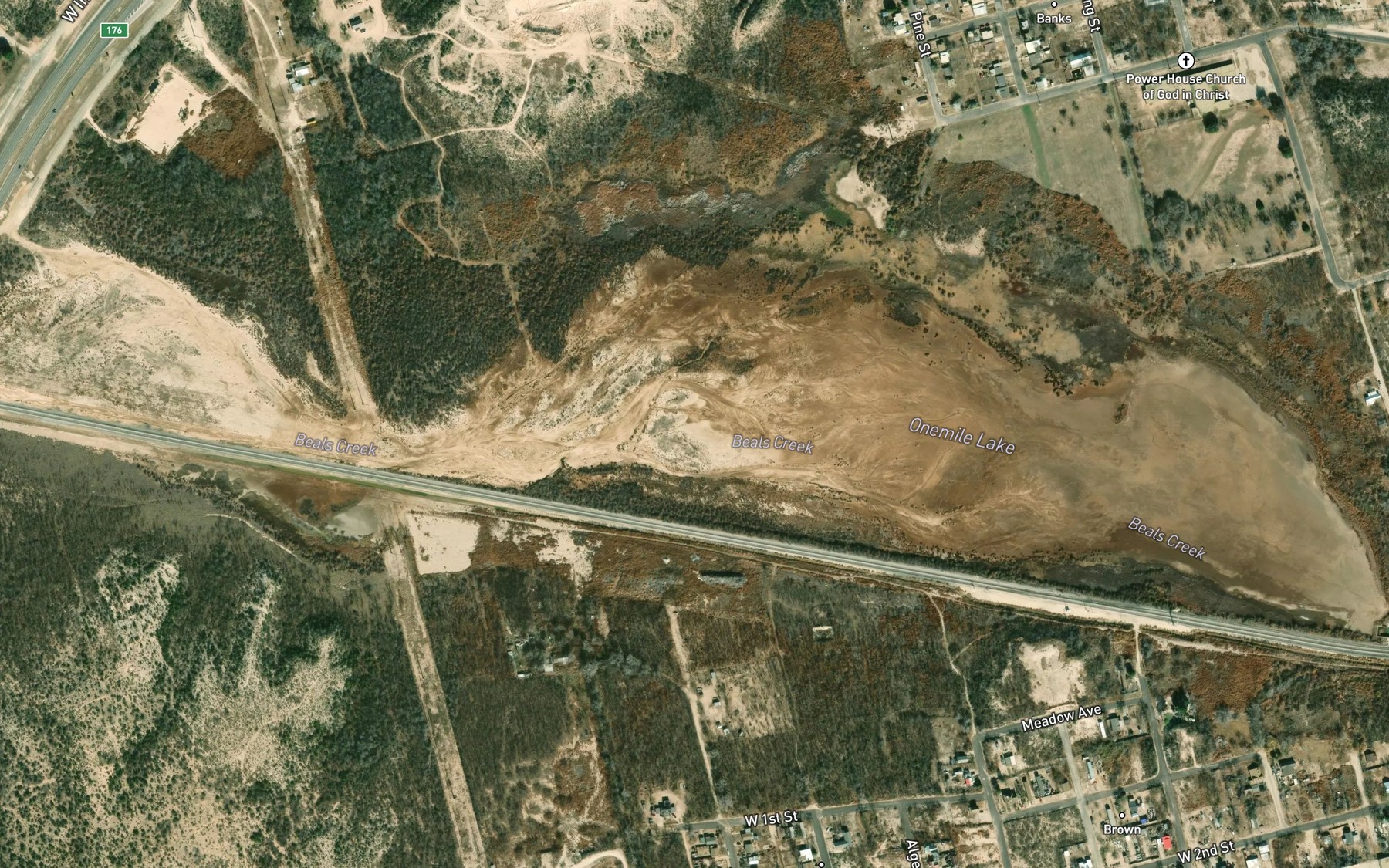 Satellite map of the Onemile Lake