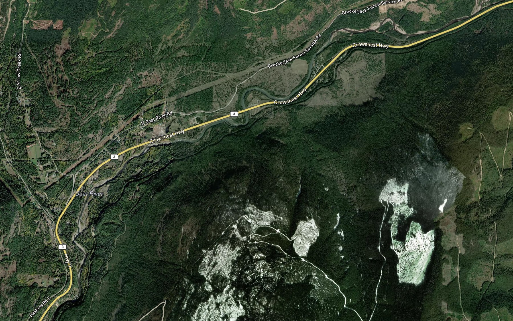Satellite map of the Thompson Creek