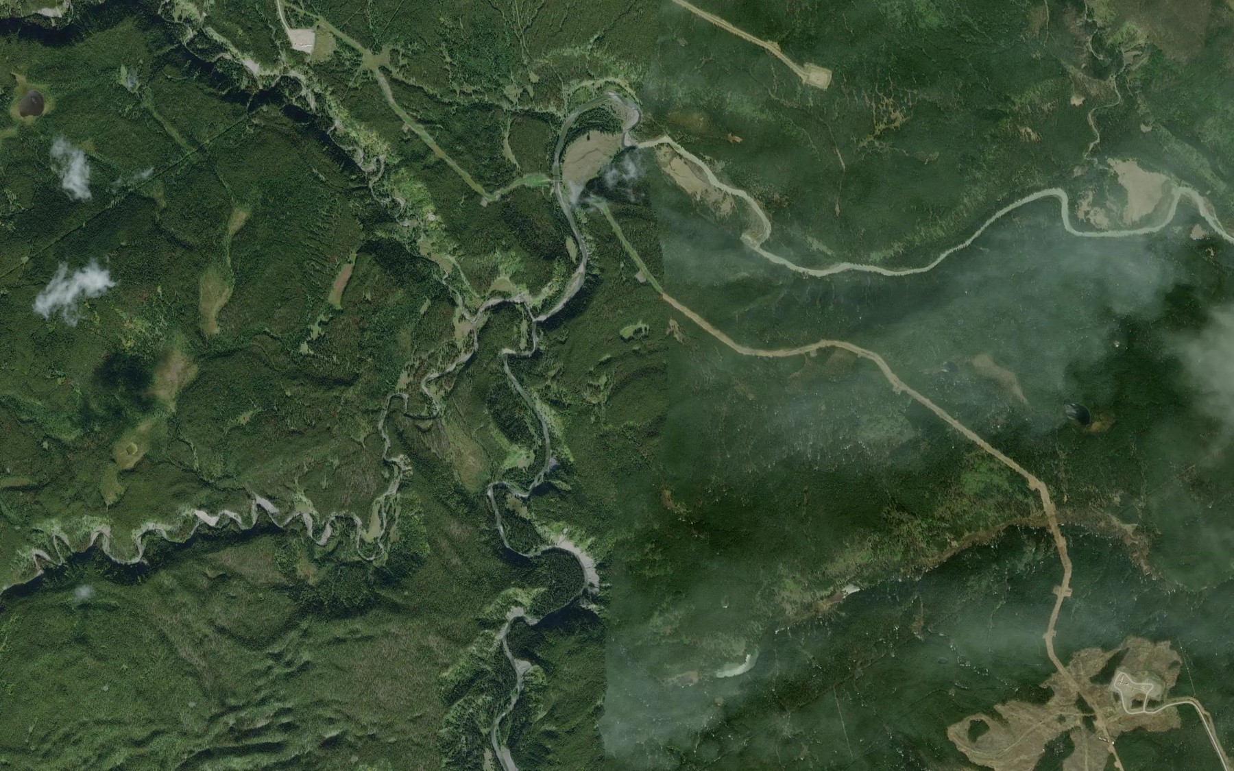 Satellite map of the Fearless Creek