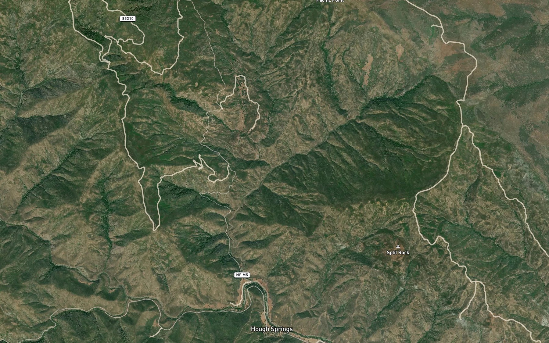 Satellite map of the East Fork Spanish Creek