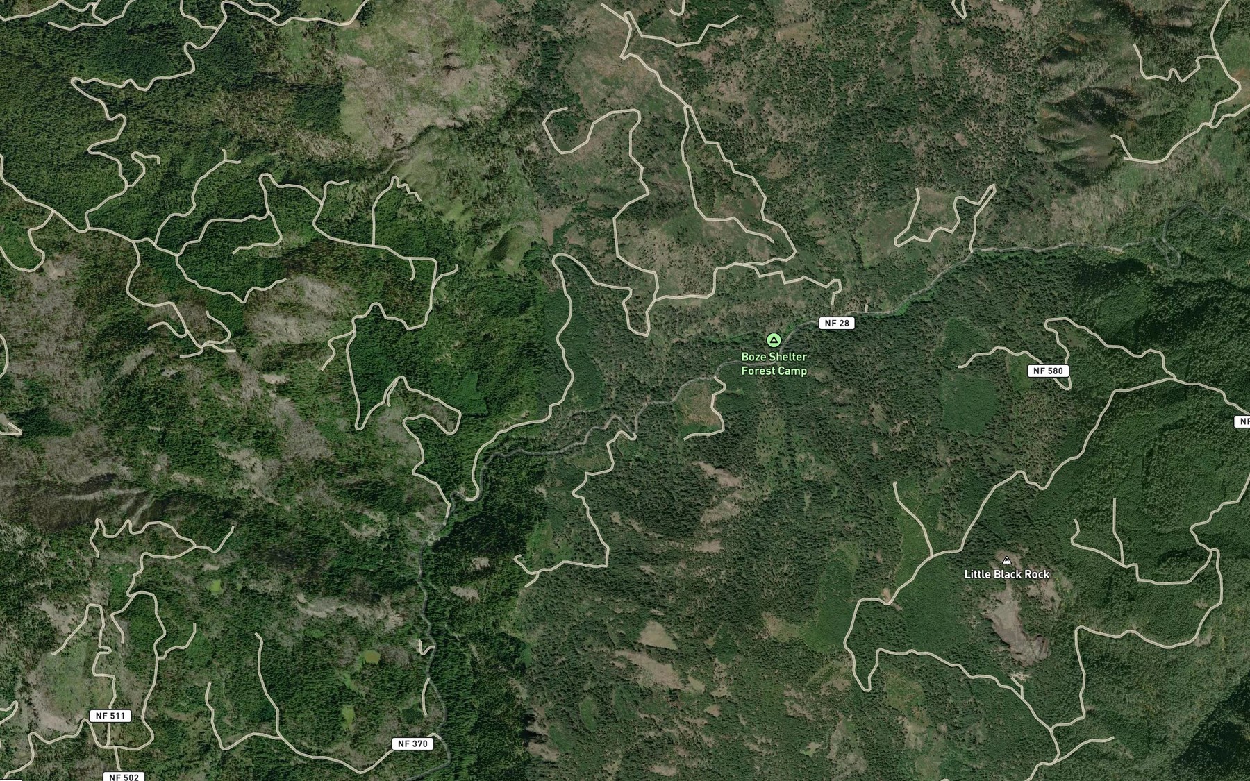 Satellite map of the Prong Creek