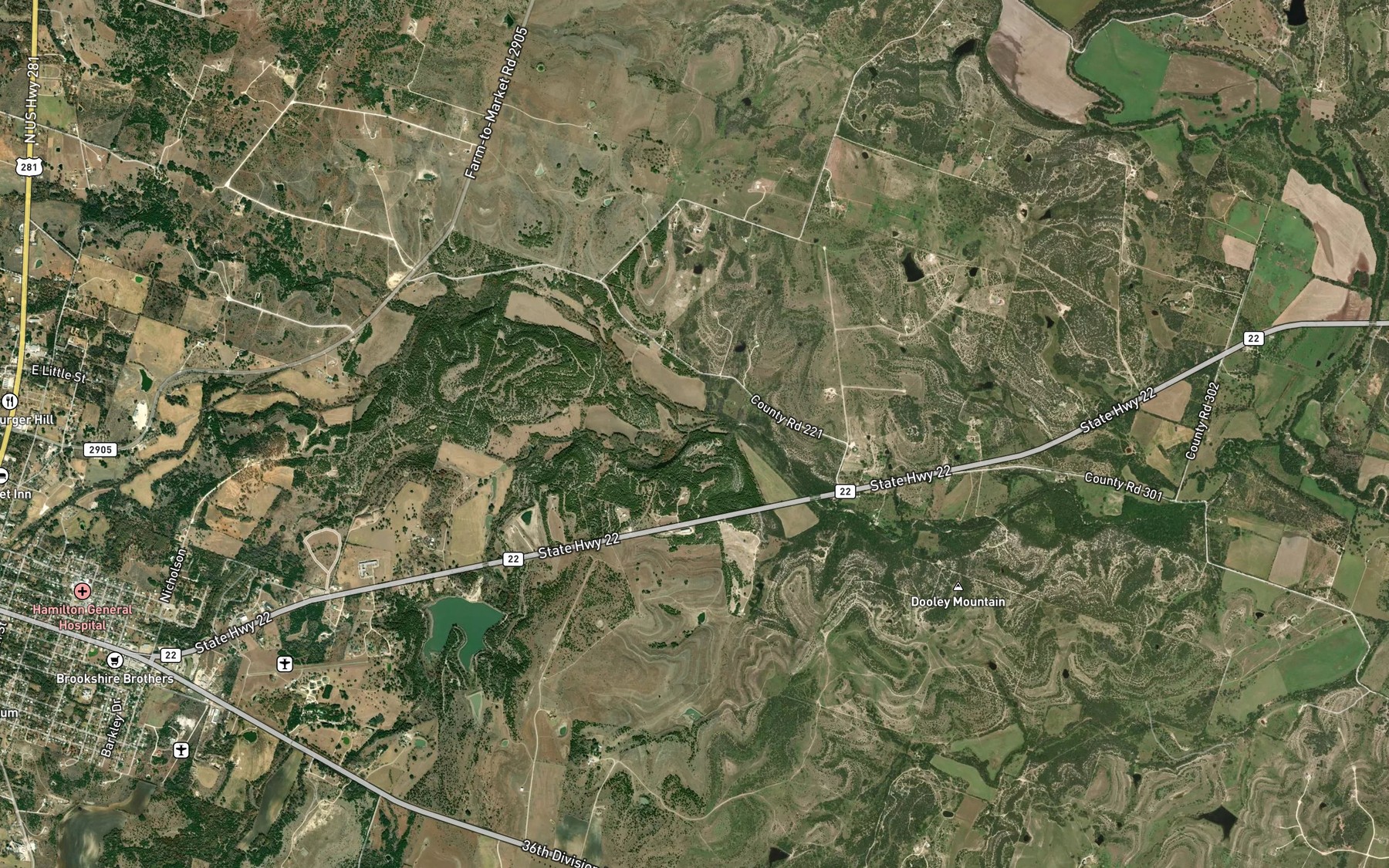 Satellite map of the Twomile Creek