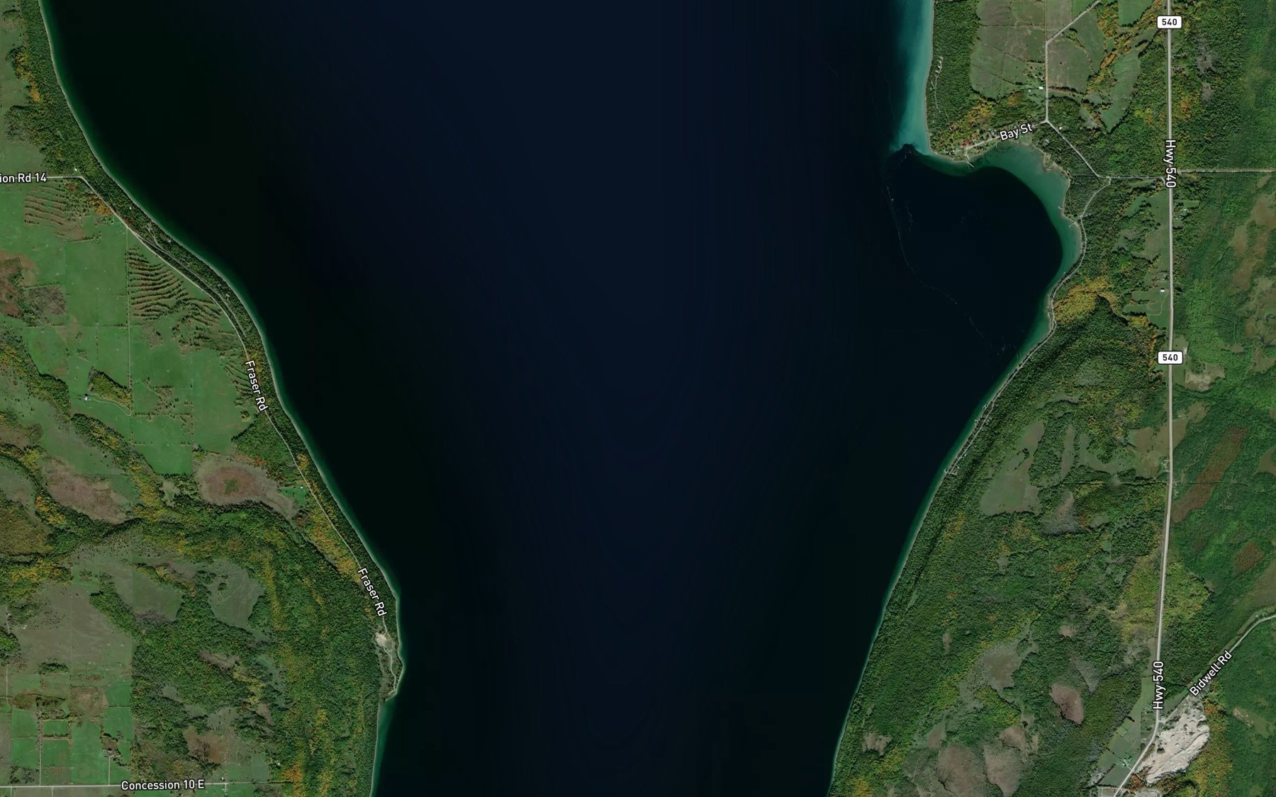 Satellite map of the West Bay
