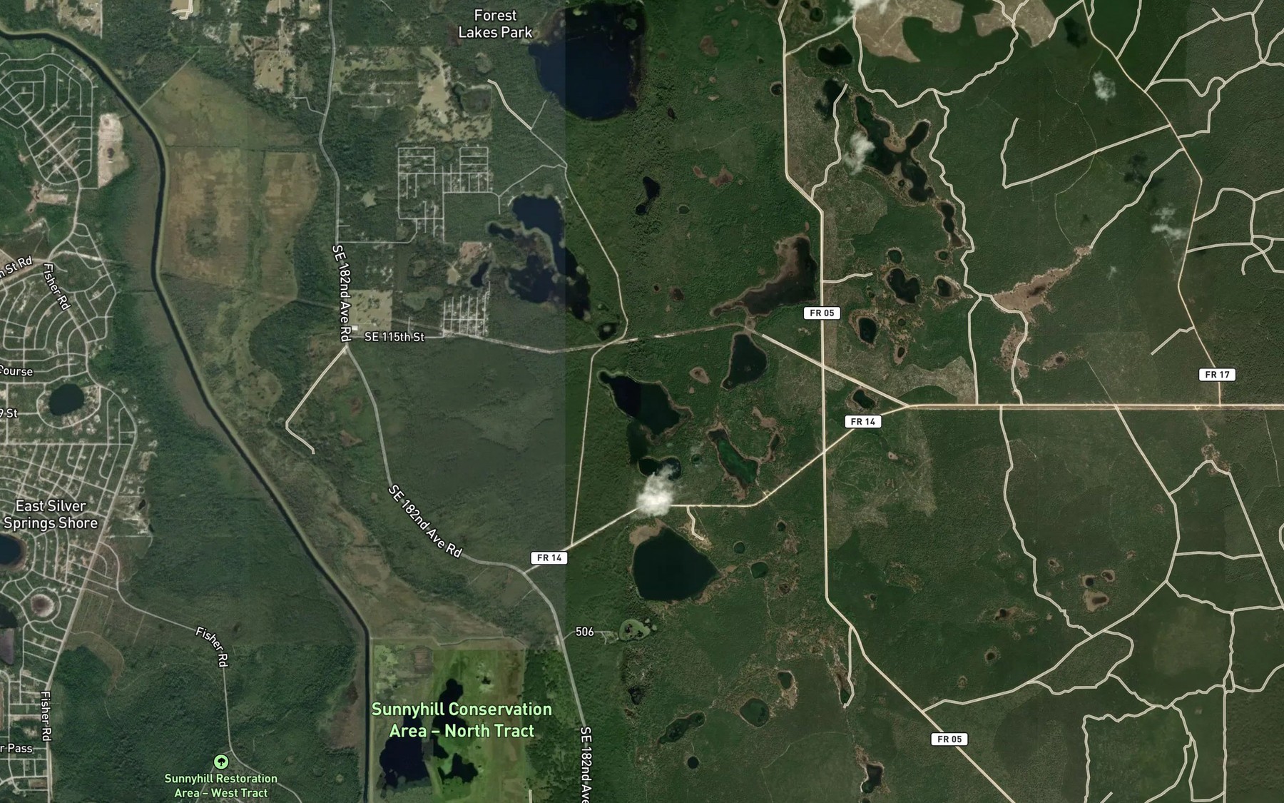 Satellite map of the Trout Lake