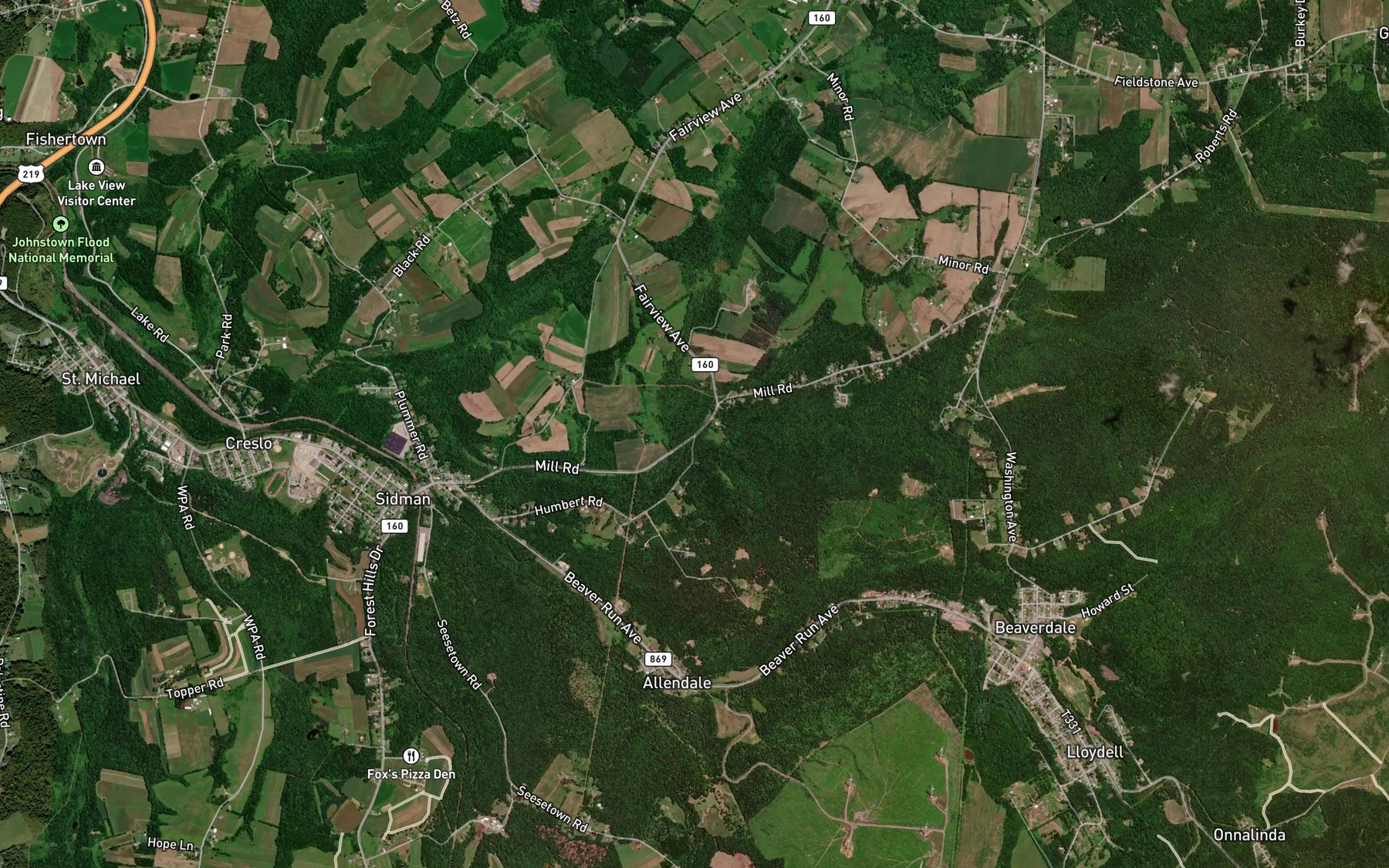 Satellite map of the Birch Run