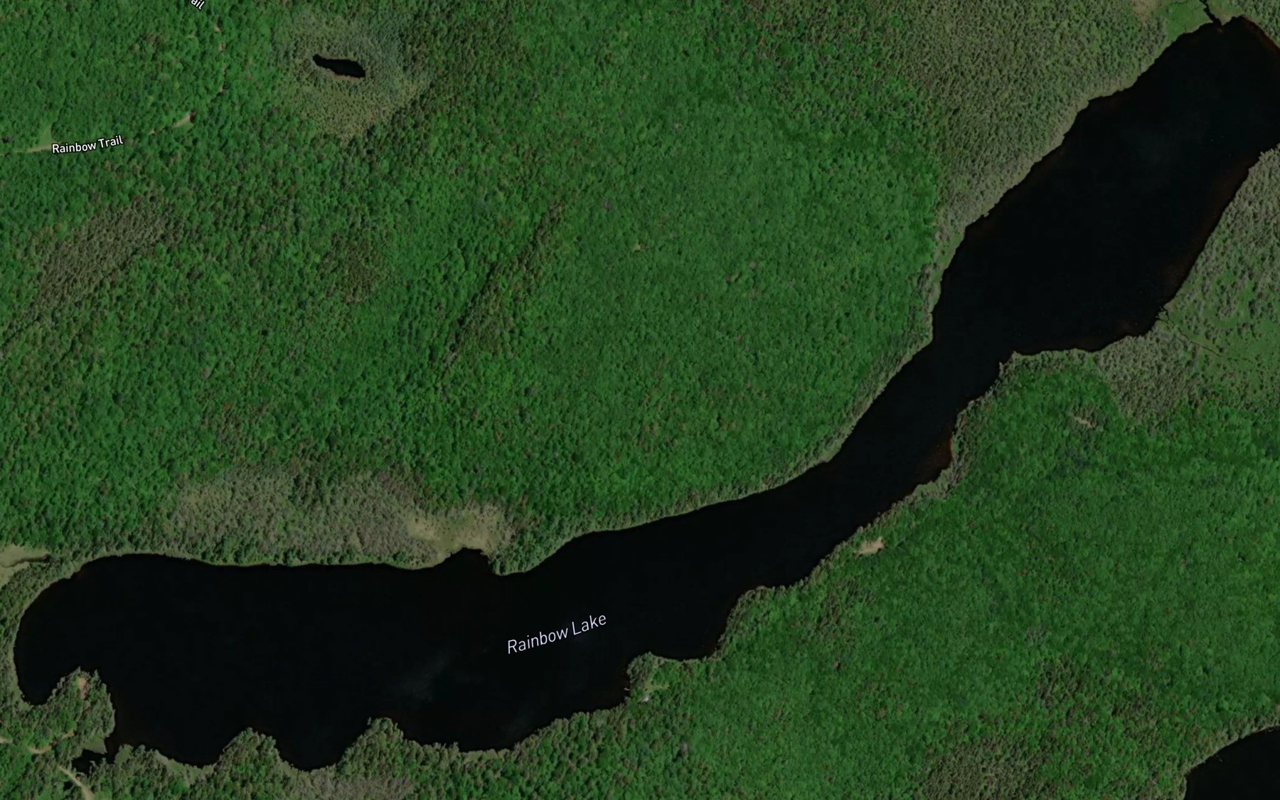 Satellite map of the Rainbow Lake