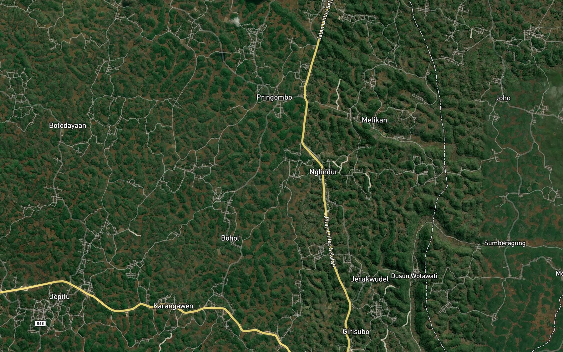 Satellite map of the Telaga Jurug