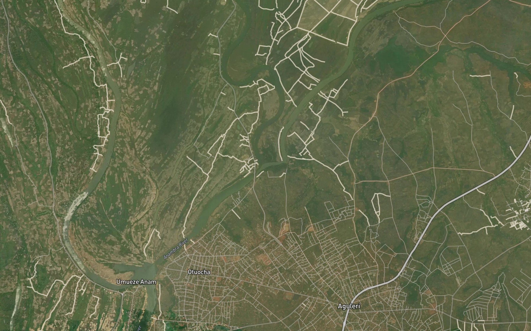 Satellite map of the River Ezu