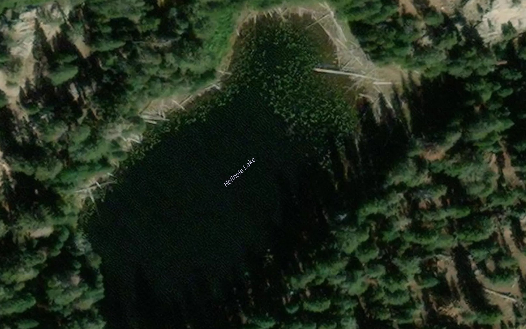 Satellite map of the Hellhole Lake
