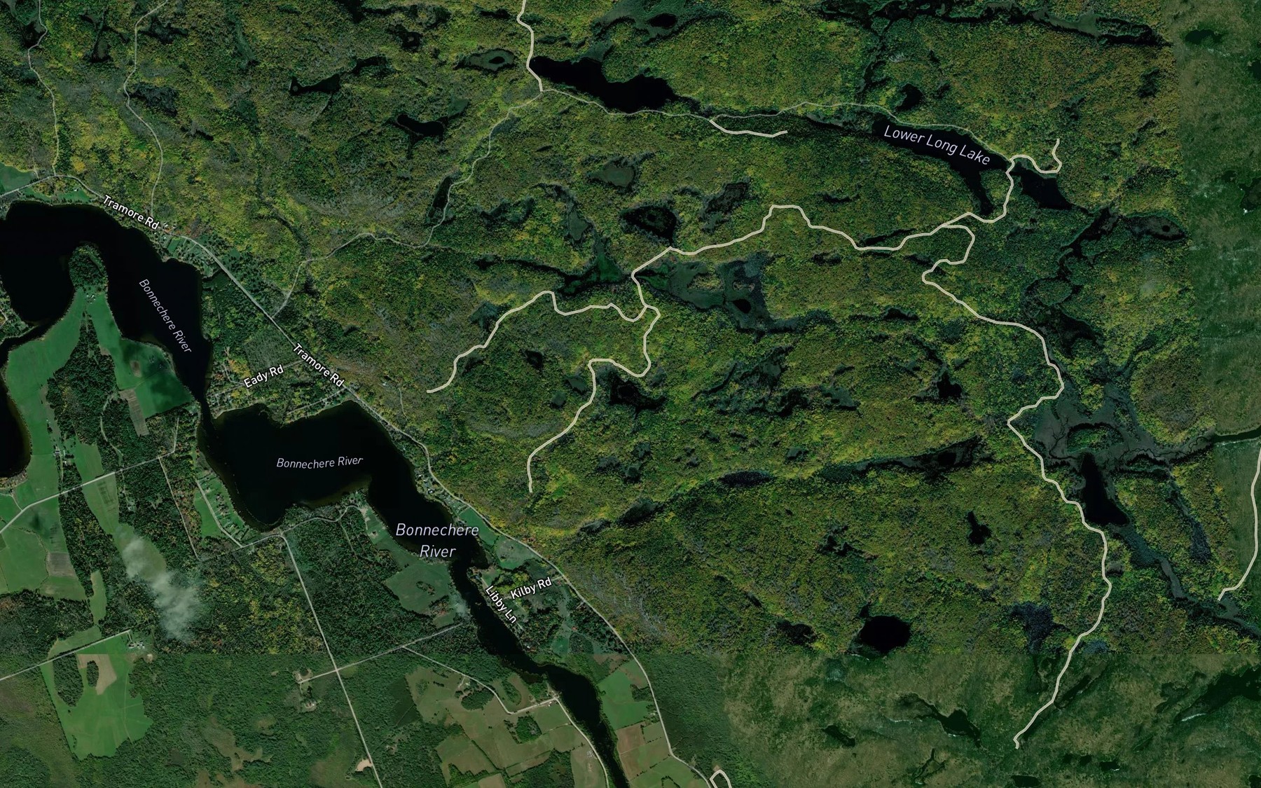 Satellite map of the Landrys Lake