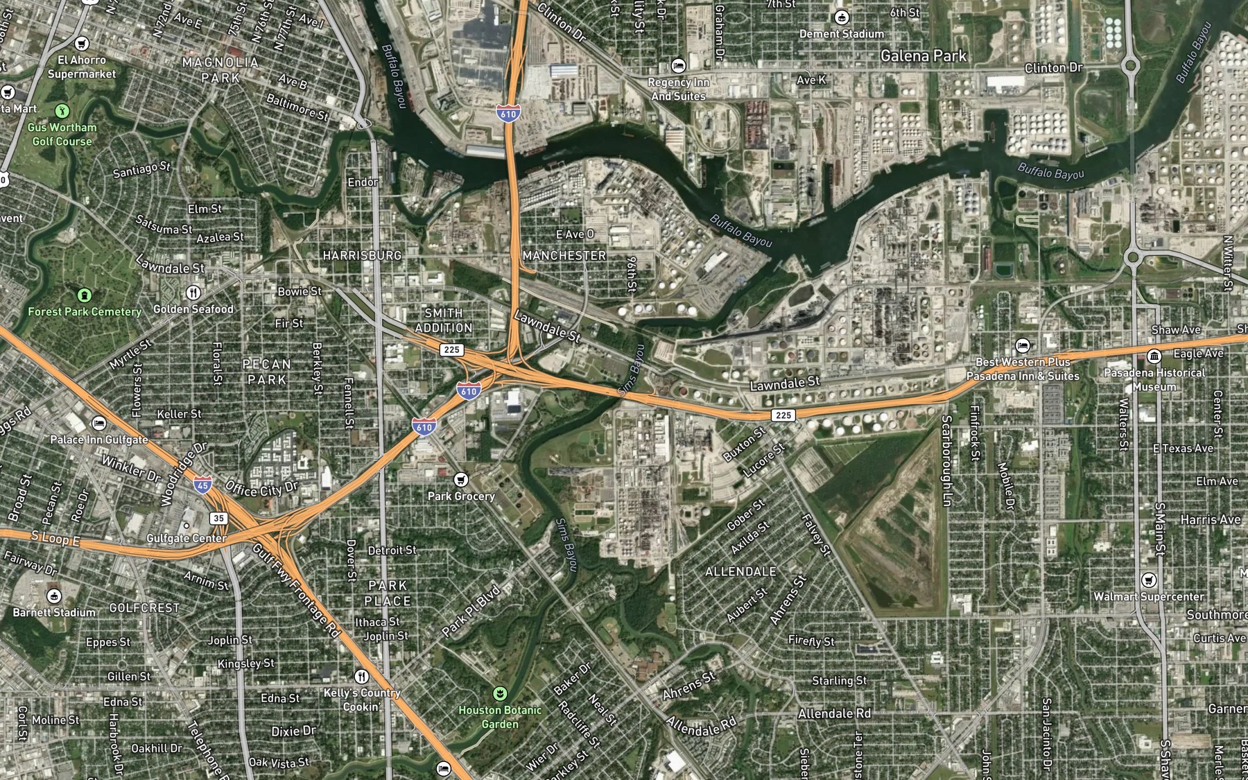 Satellite map of the Plum Creek