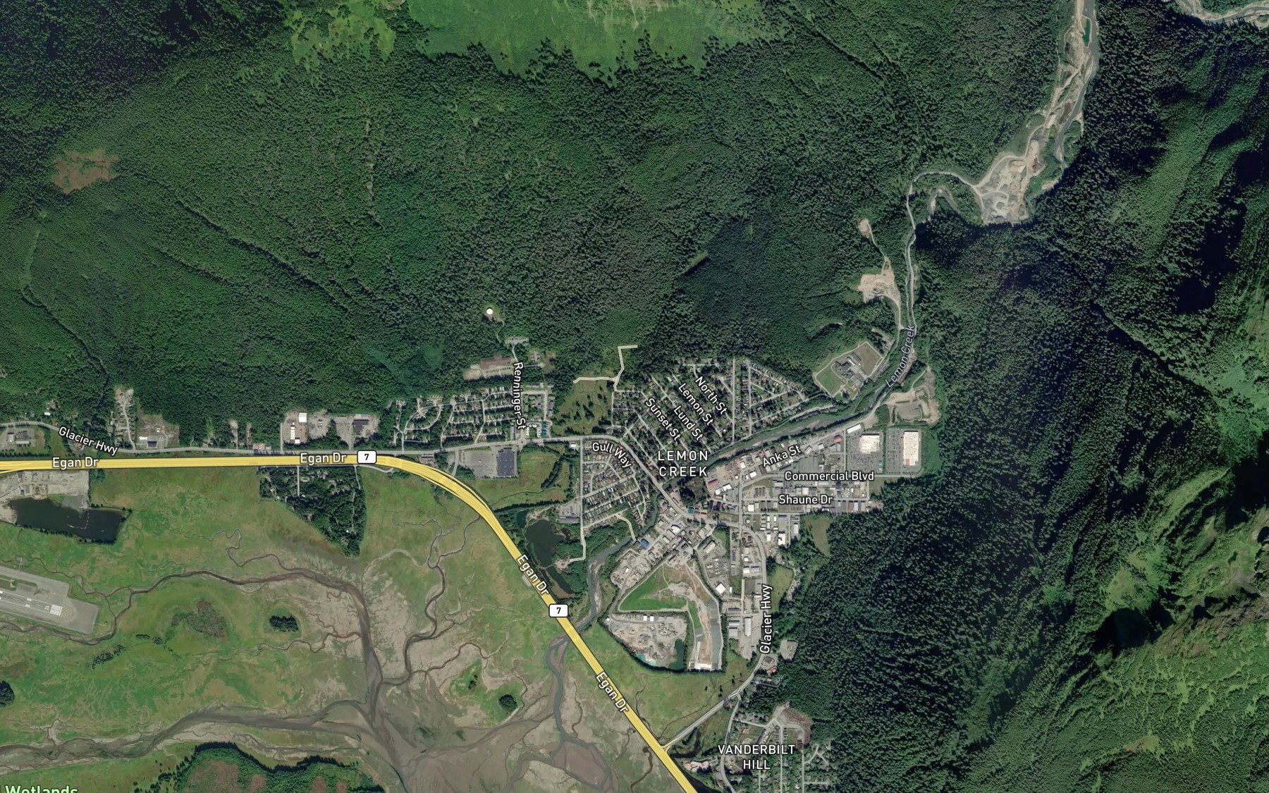 Satellite map of the Switzer Creek