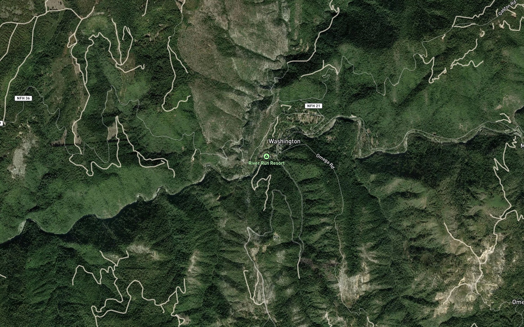 Satellite map of the Washington Creek