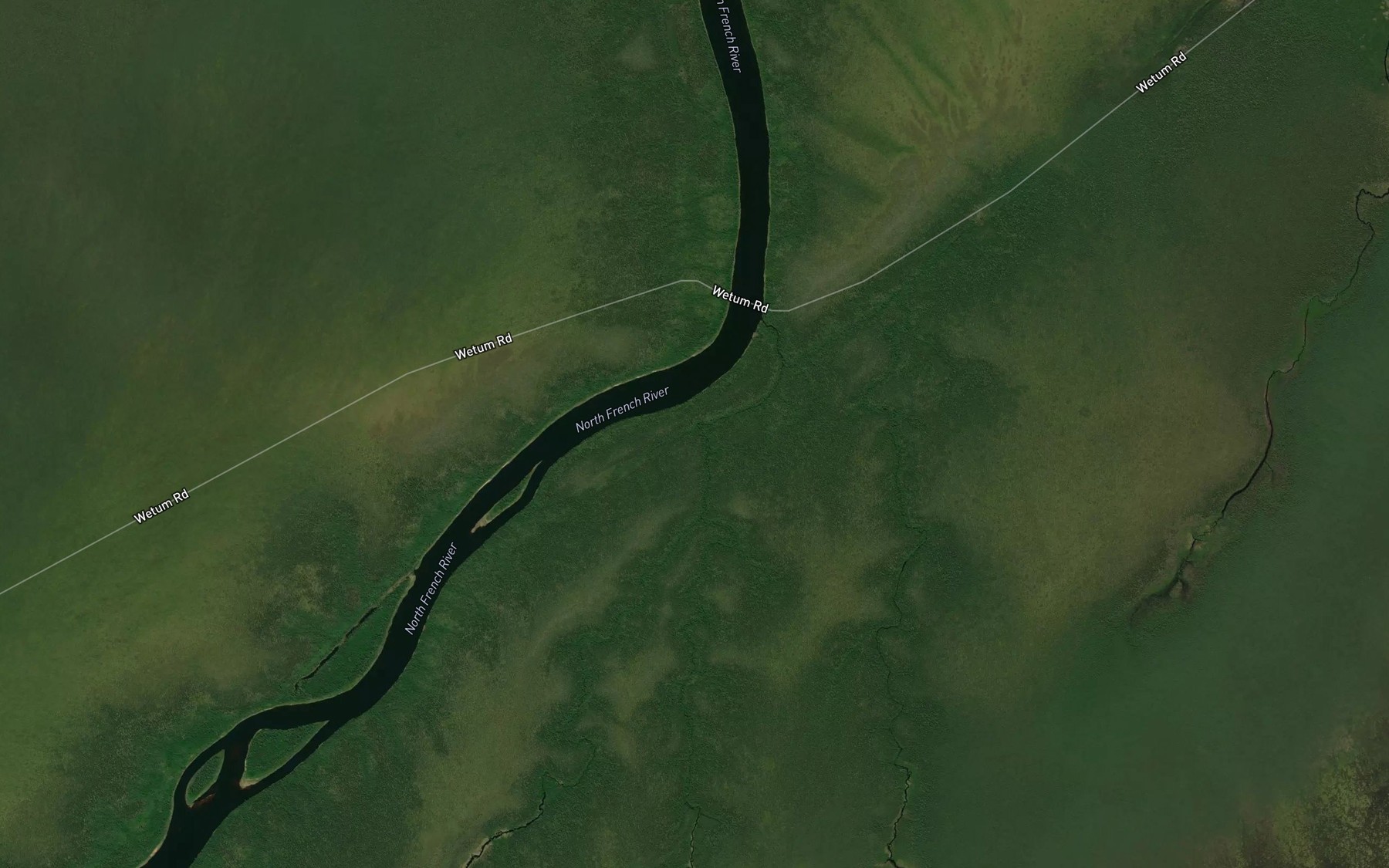 Satellite map of the Menigan Creek