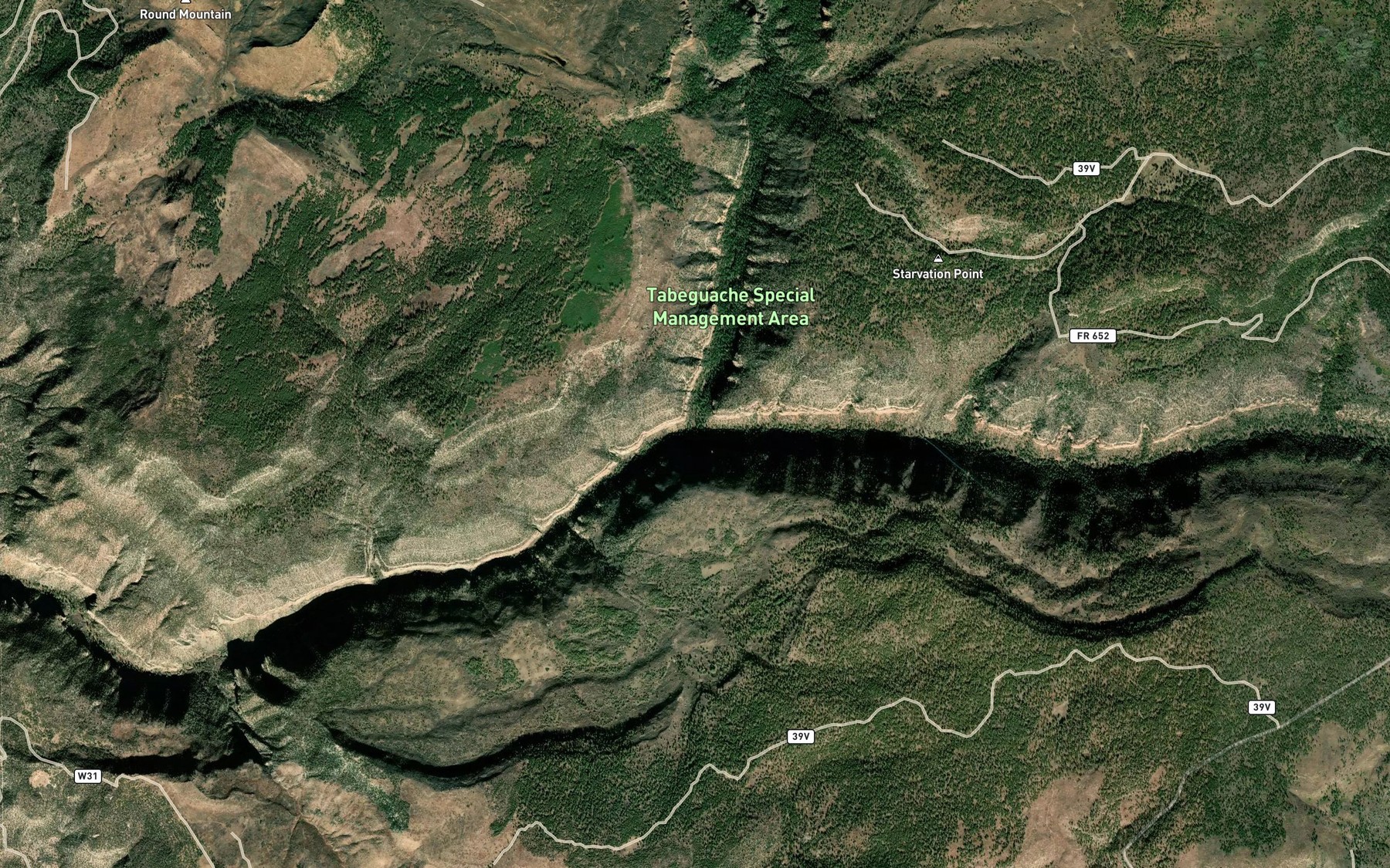 Satellite map of the North Fork Tabeguache Creek