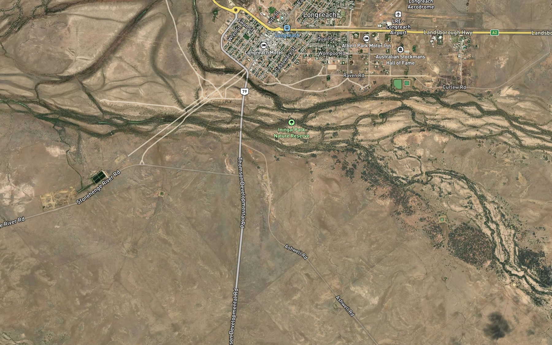 Satellite map of the Elibank Creek