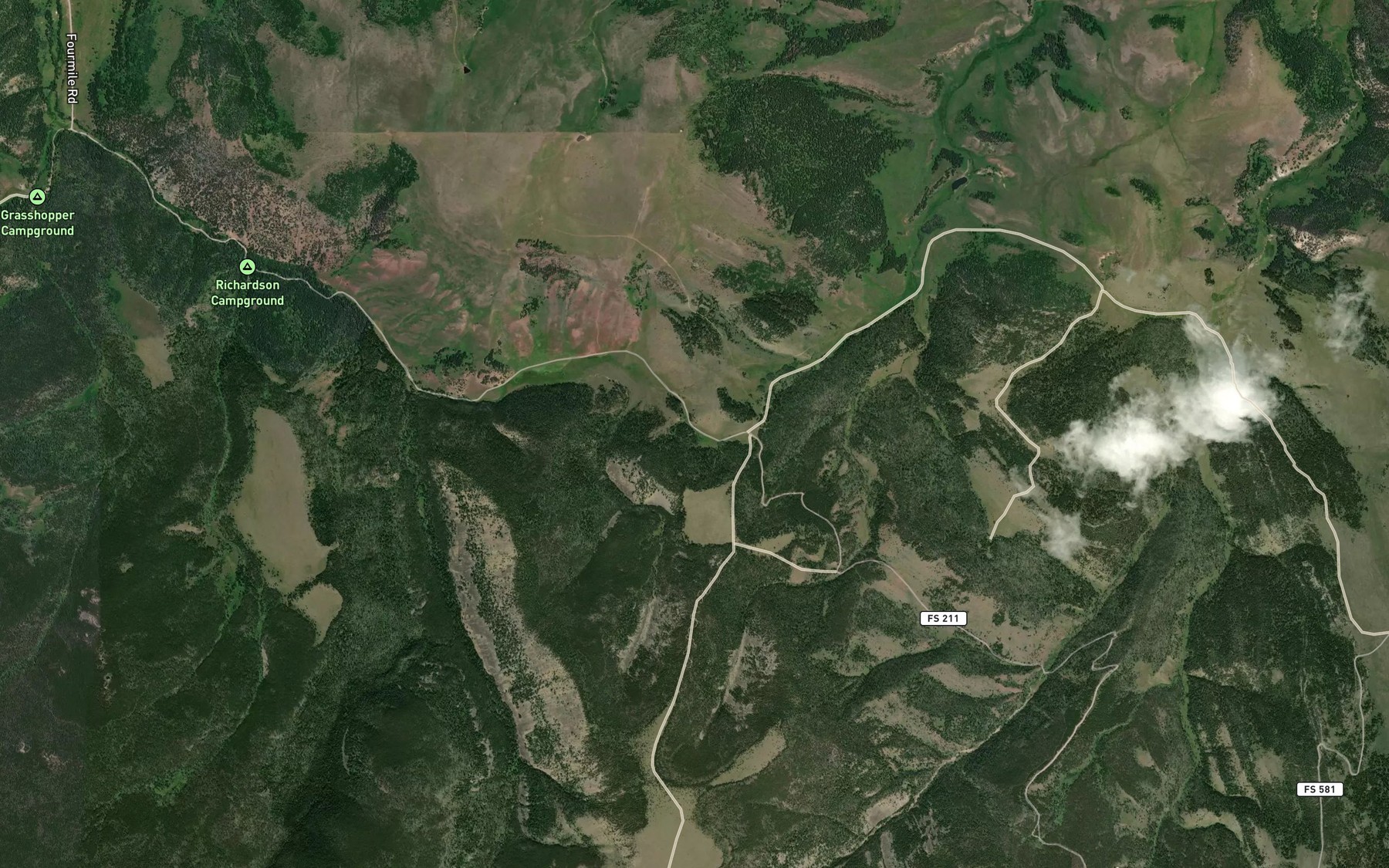Satellite map of the Upper Fourmile Spring