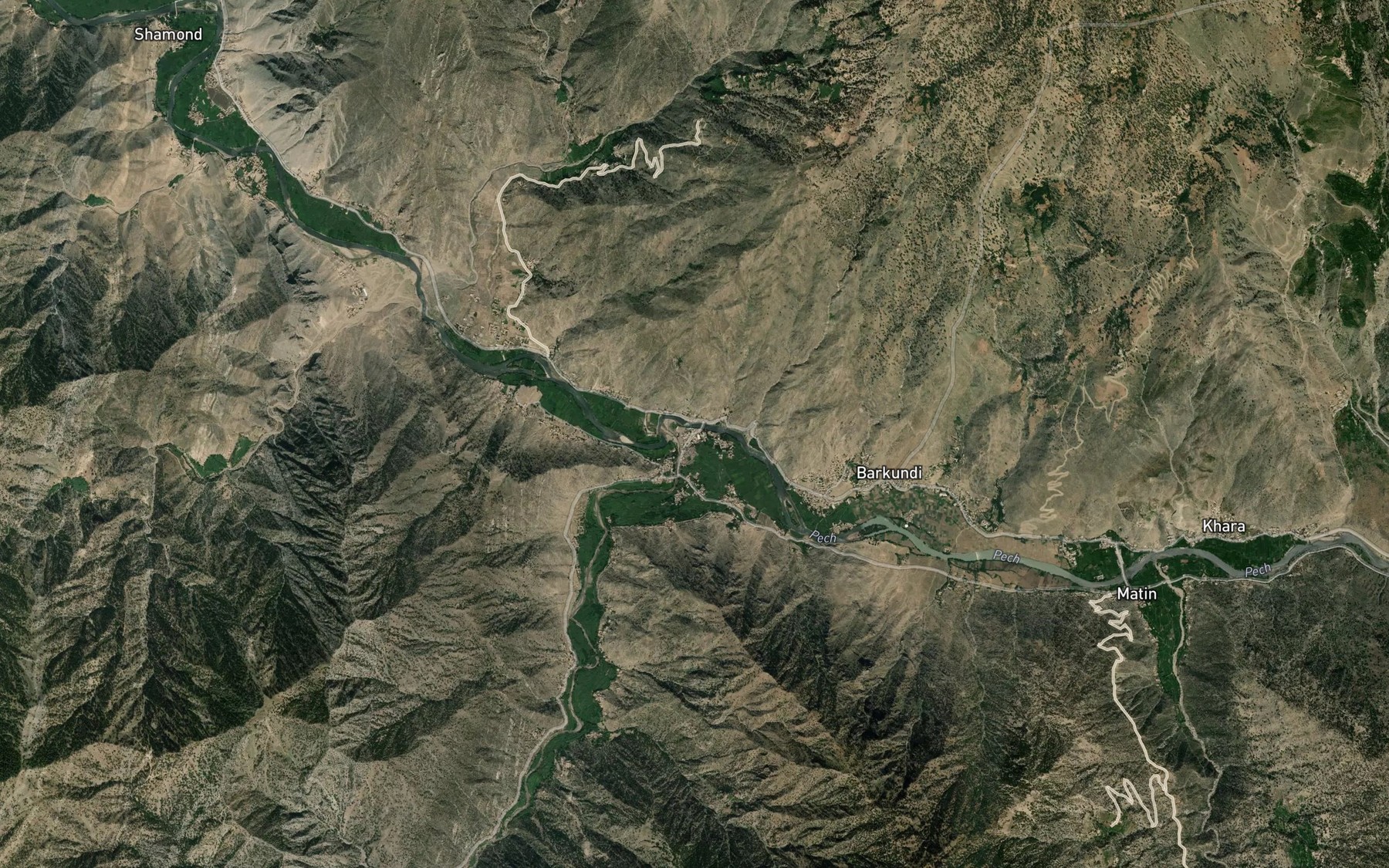 Satellite map of the Darah-ye Korangal