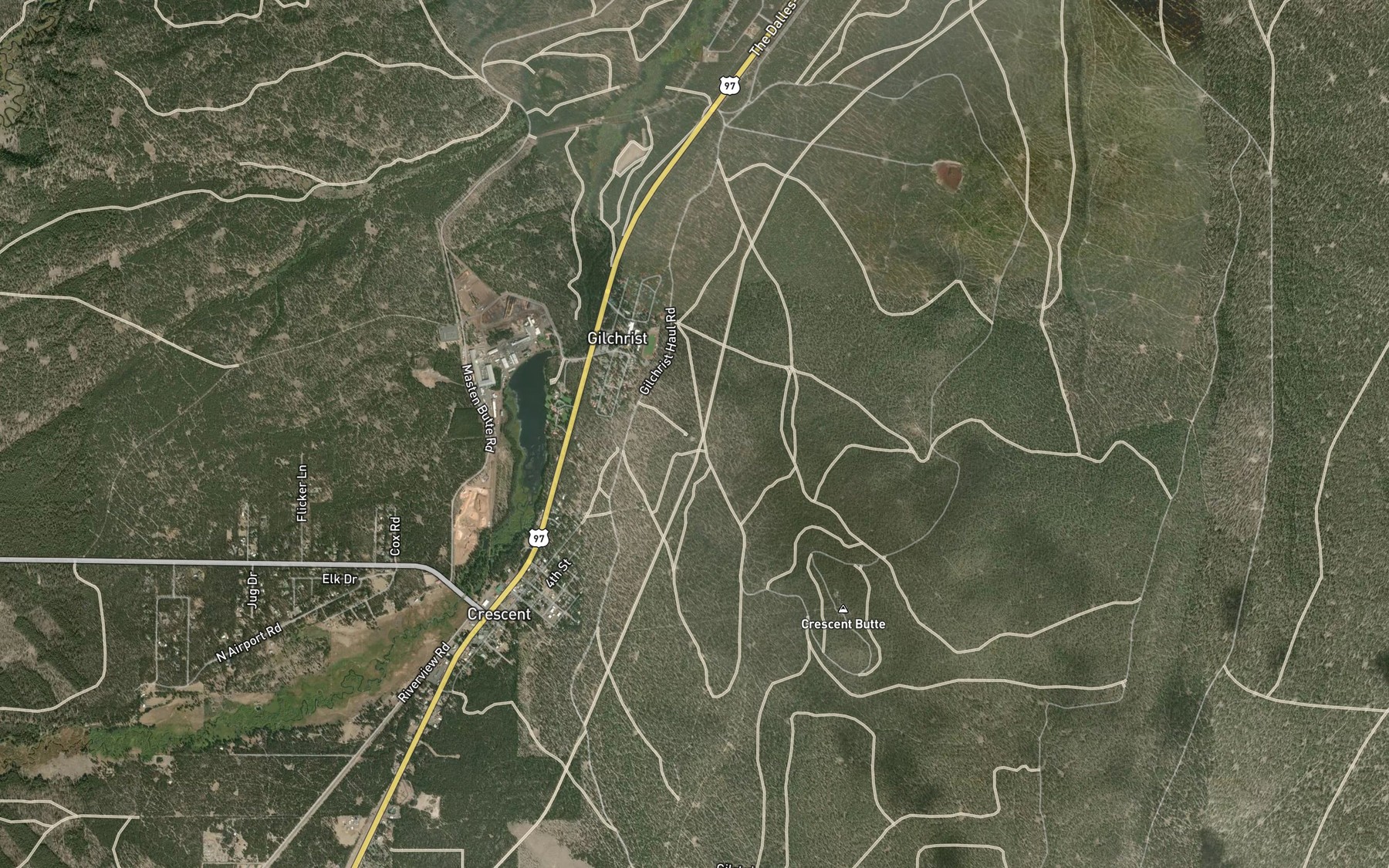 Satellite map of the Gilchrist Reservoir
