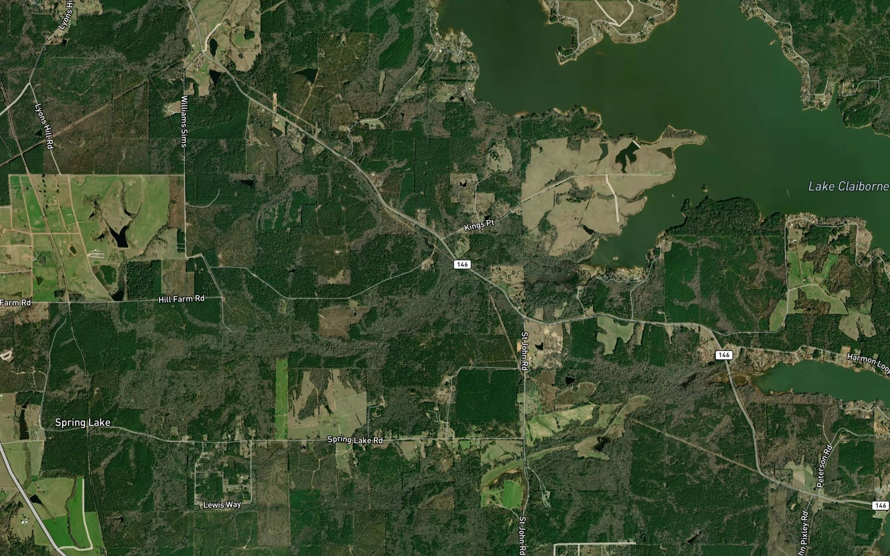 Satellite map of the Sandy Creek