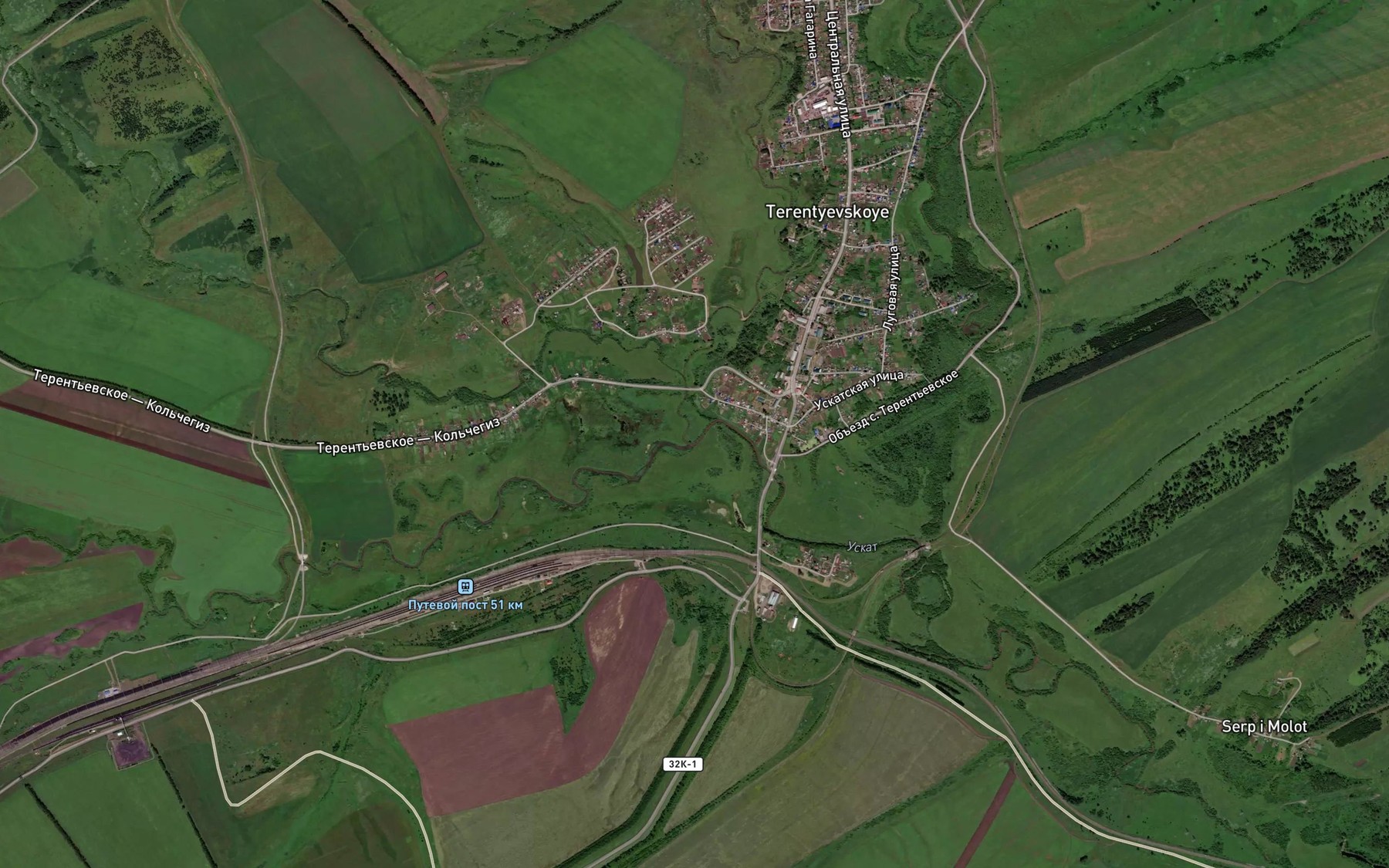 Satellite map of the Verkhnyaya Tykhta
