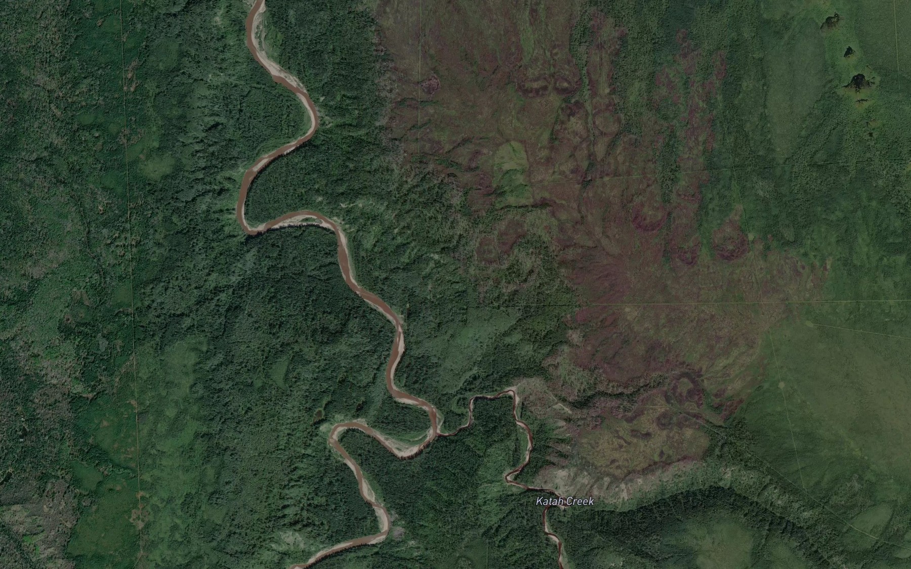 Satellite map of the Katah Creek