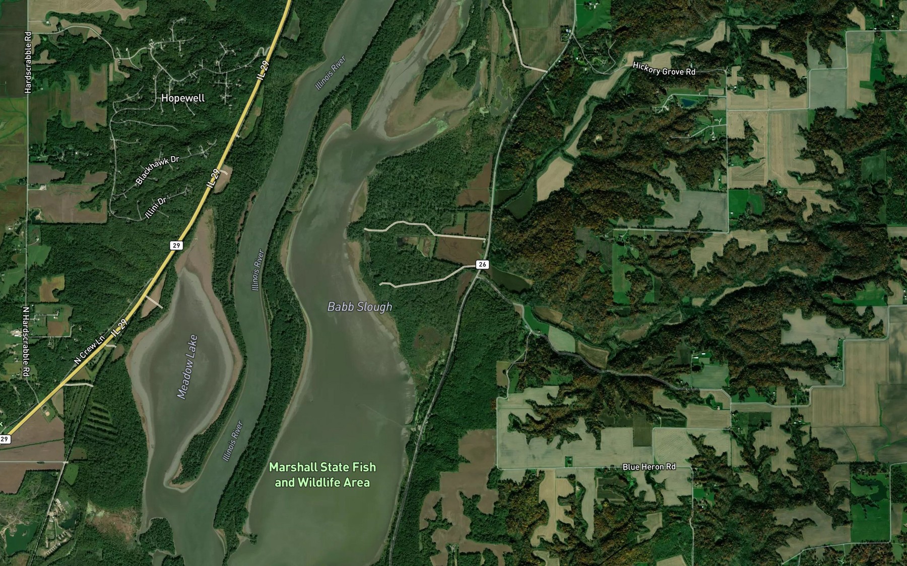Satellite map of the Pigeon Creek