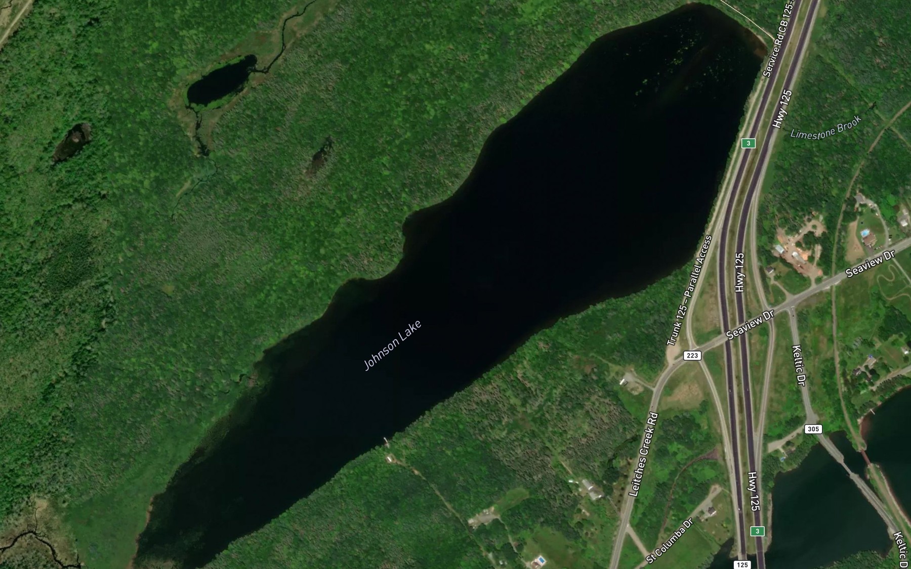 Satellite map of the Johnson Lake