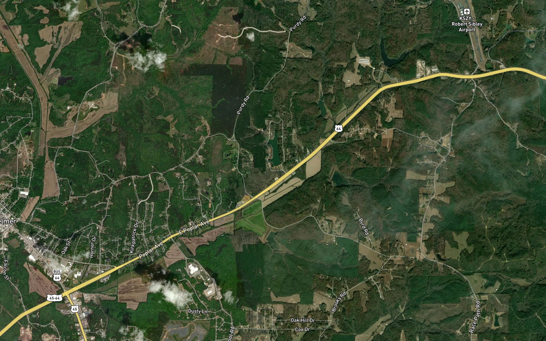 Satellite map of the Twin Springs Lake