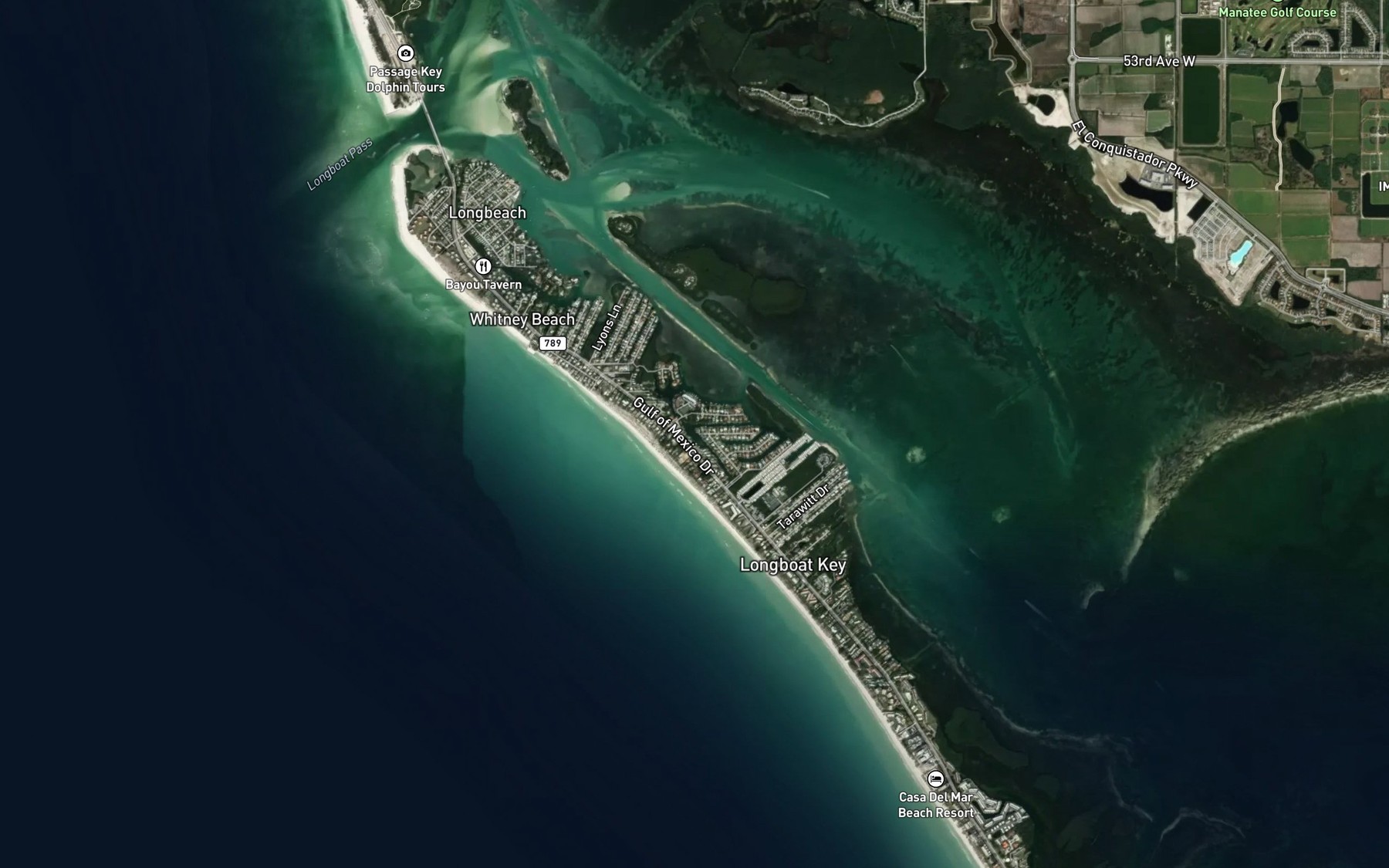 Satellite map of the Harris Bayou