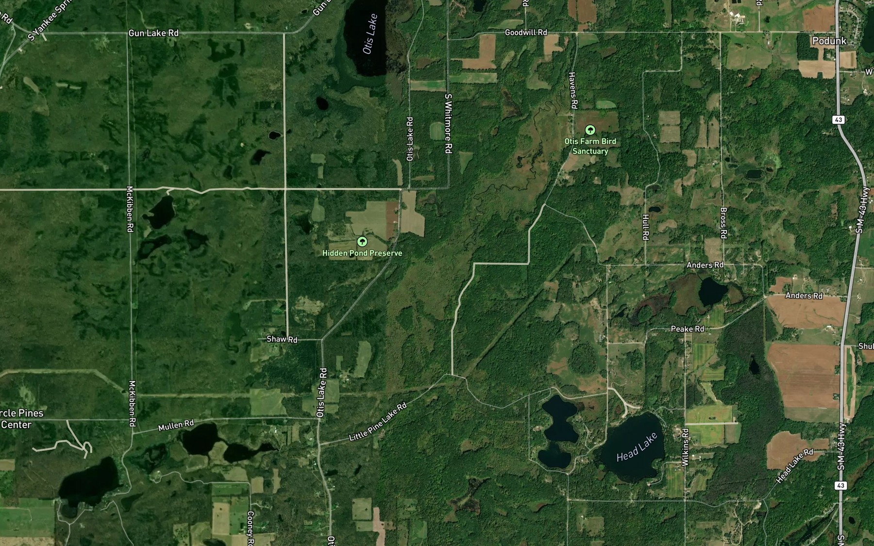 Satellite map of the Tyden Creek
