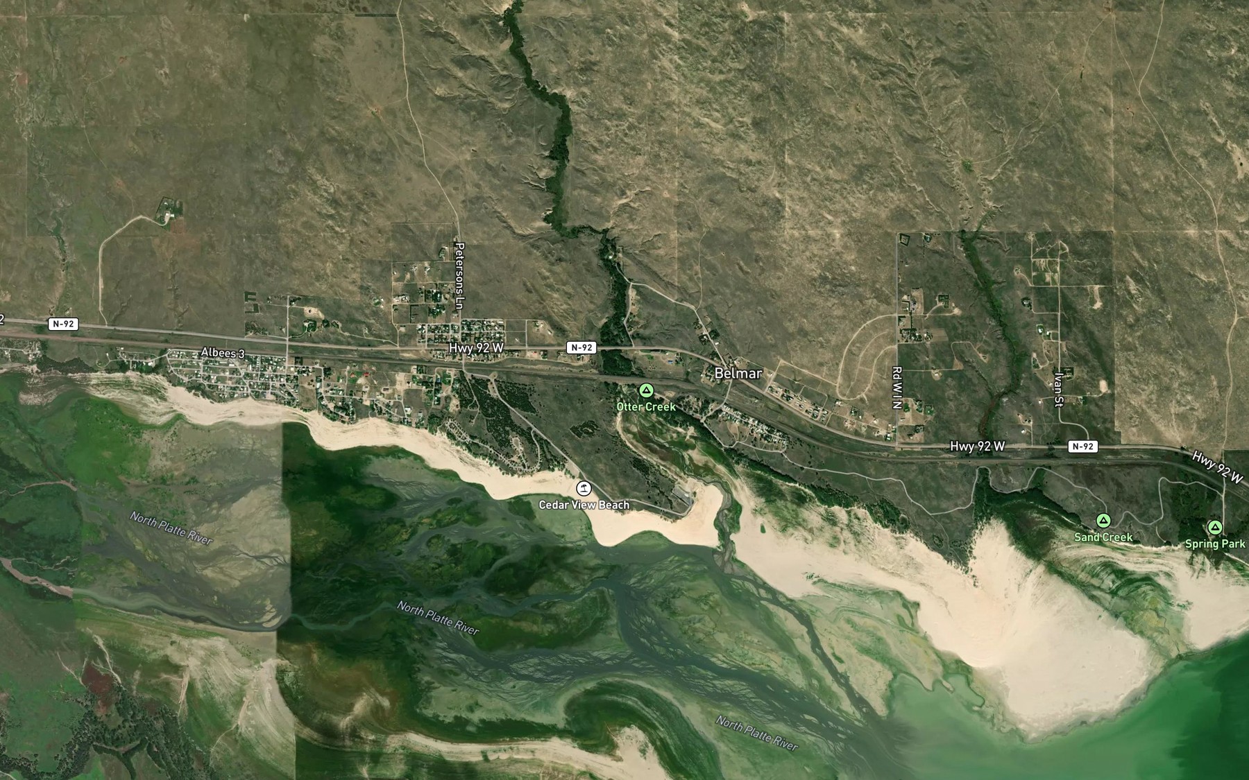 Satellite map of the Otter Creek